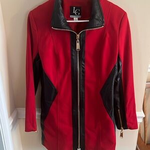 LG Lena Gabrielle coat, red and black, faux leather, size 8